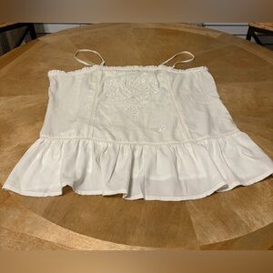 Express Elegant White Camisole poplin dainty details embroidered